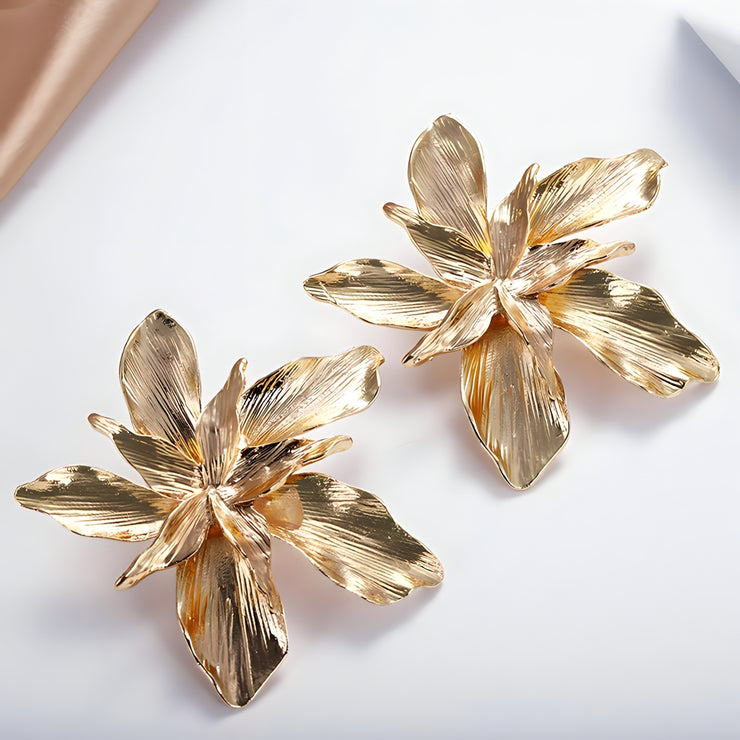 The "Gold Petal" Large Stud Earrings - Multiple Colors