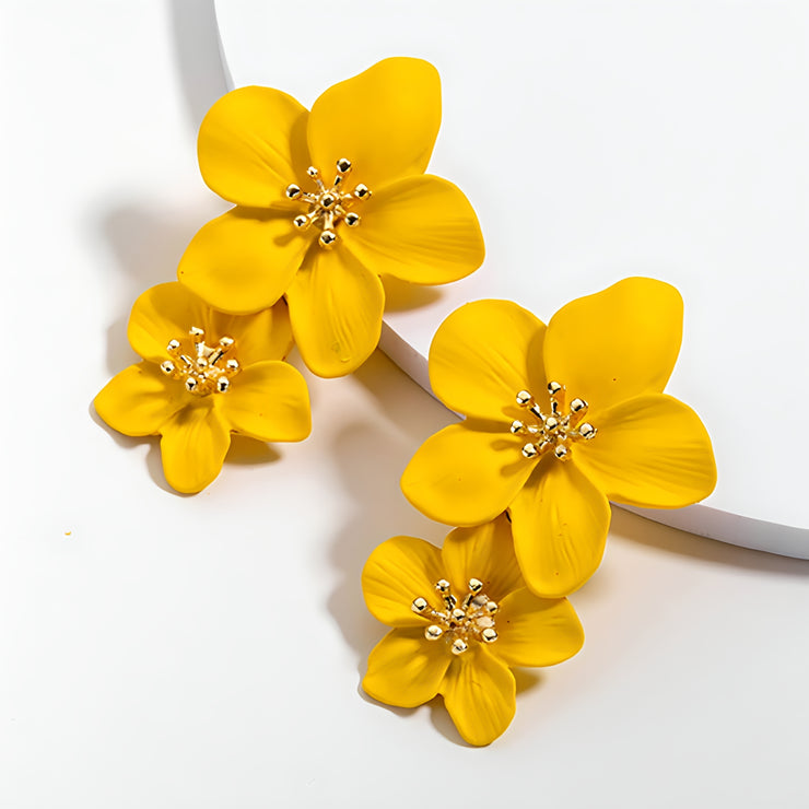 The "Color Petal" Floral Drop Earrings - Multiple Colors