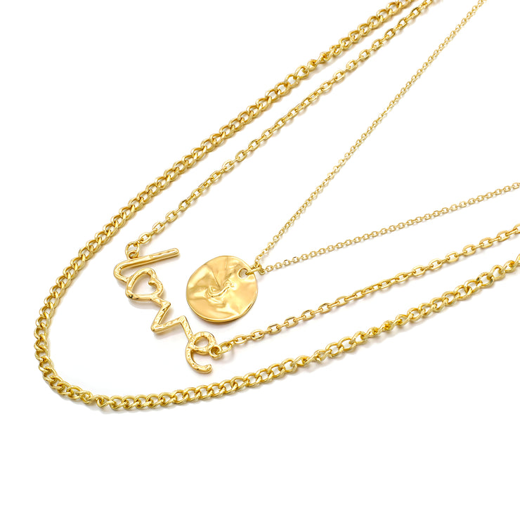 The "Valentina" Layered Pendant Necklace - Yellow Gold