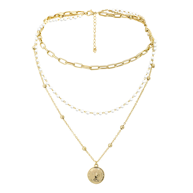 The "Liberty" Layered Choker Pendant Necklace - Yellow Gold