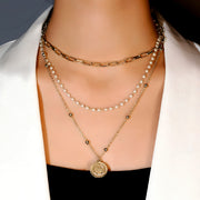 The "Liberty" Layered Choker Pendant Necklace - Yellow Gold