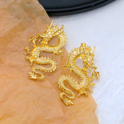 The "Eternal Dragon" Drop Earrings - Yellow Gold