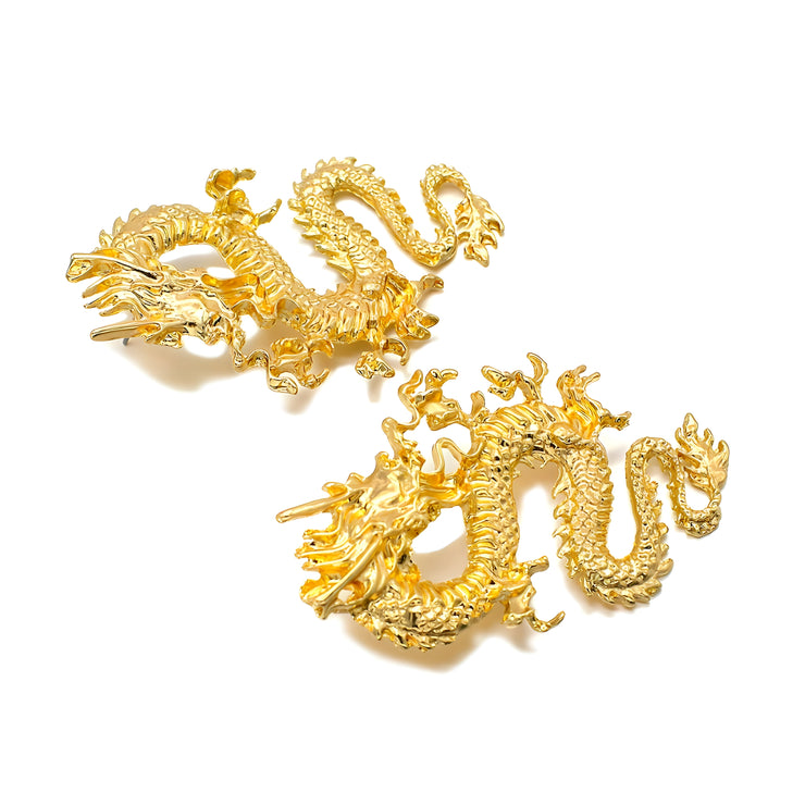 The "Eternal Dragon" Drop Earrings - Yellow Gold