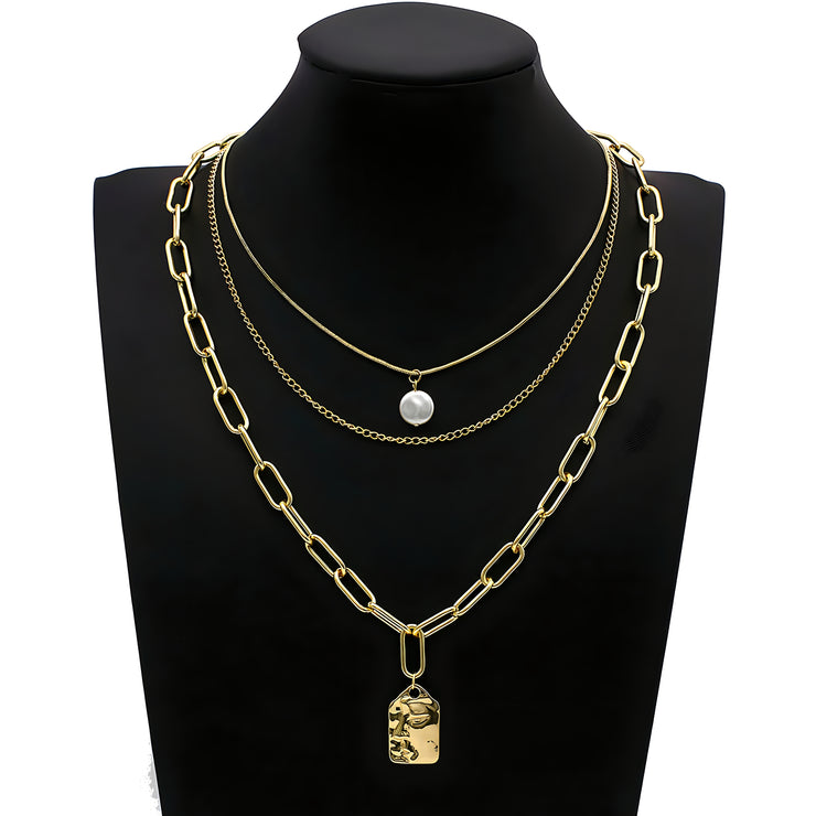 The "Vienna" Layered Pendant Necklace - Yellow Gold