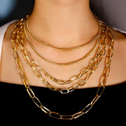 The "Cleopatra" Layered Chainlink Choker Necklace - Yellow Gold