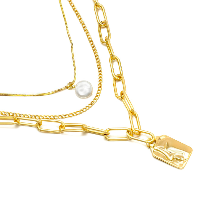 The "Vienna" Layered Pendant Necklace - Yellow Gold